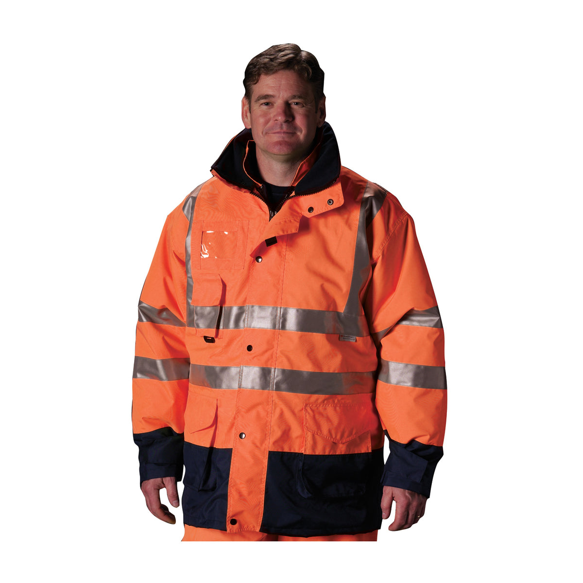 PIP 343-1756 Class 3 7-in-1 All Conditions Coat, Orange, front 4