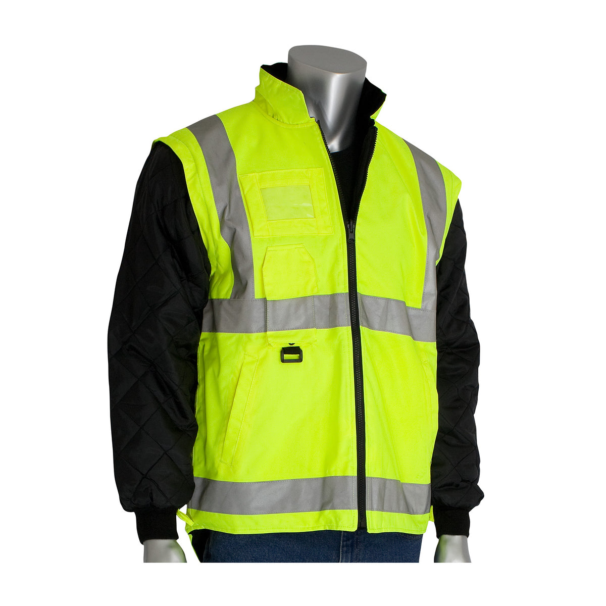 PIP 343-1756 Class 3 7-in-1 All Conditions Coat, Lime, front 2