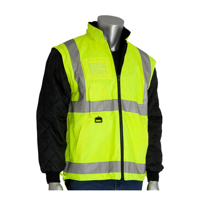 PIP 343-1756 Class 3 7-in-1 All Conditions Coat, Lime, front 2