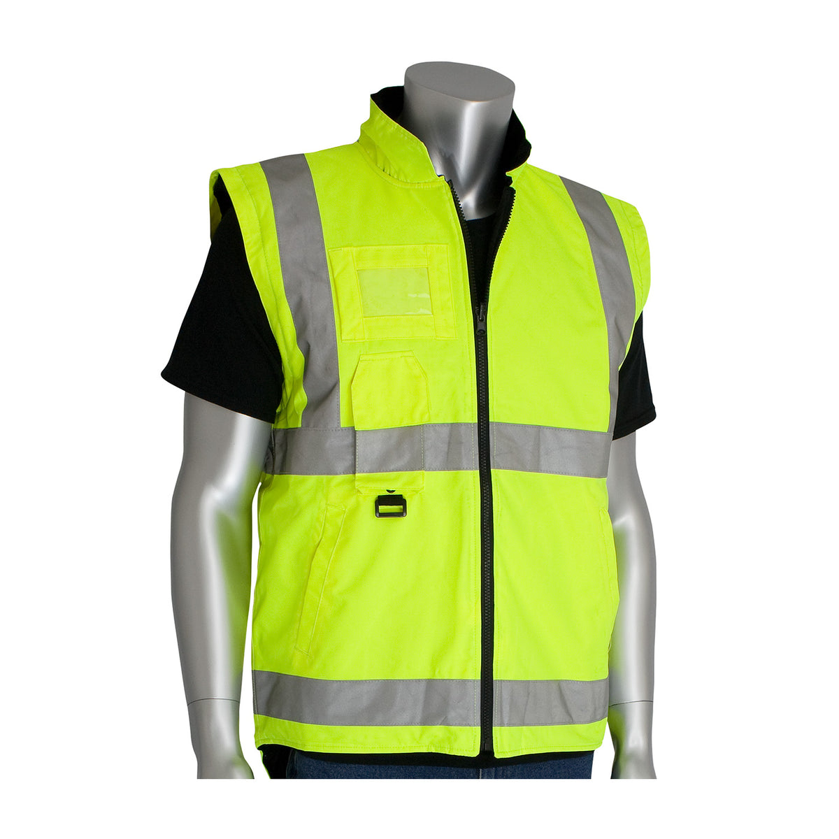 PIP 343-1756 Class 3 7-in-1 All Conditions Coat, Lime, front 3