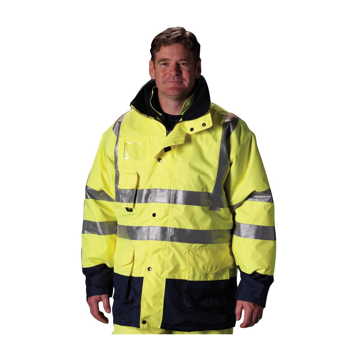 PIP 343-1756 Class 3 7-in-1 All Conditions Coat, Lime, front 4