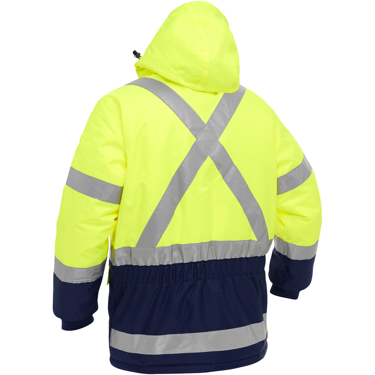 Bisley 343M6450X Class 3 Extreme Cold Jacket, Lime/Navy, hood detail