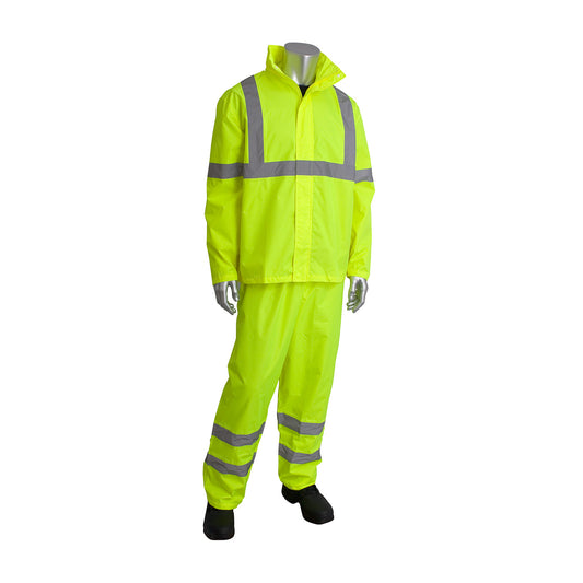 PIP 353-1000 Two-Piece Value Rainsuit Set, lime, front