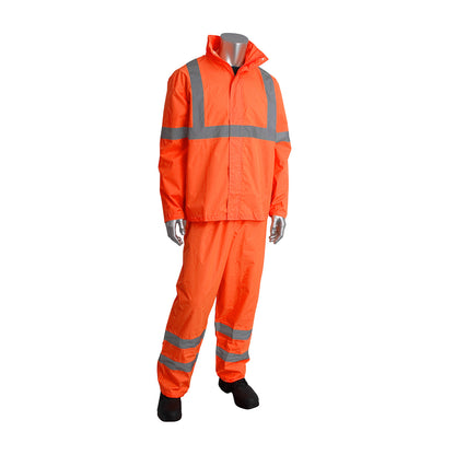 PIP 353-1000 Two-Piece Value Rainsuit Set, orange, front