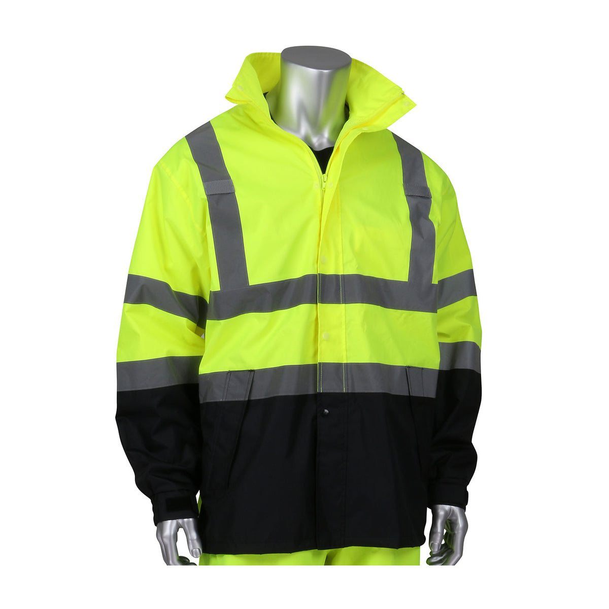 PIP 353-1200 Value All-Purpose Waterproof Jacket with Black Bottom, lime, front