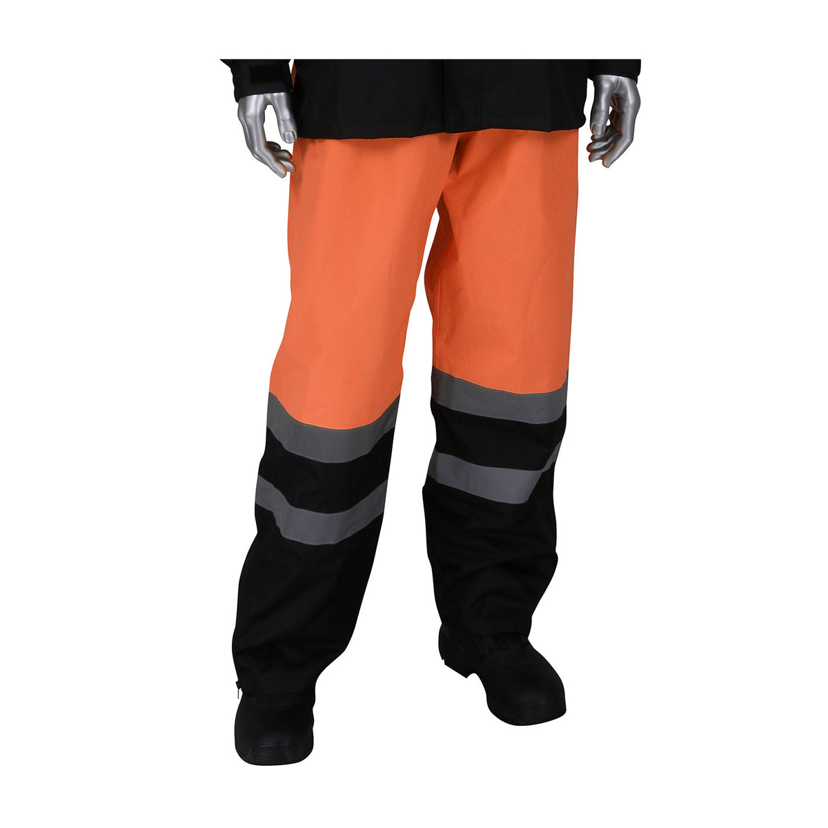 353-1202 ANSI Class E Value All-Purpose Waterproof Pants with Black Bottoms - Orange