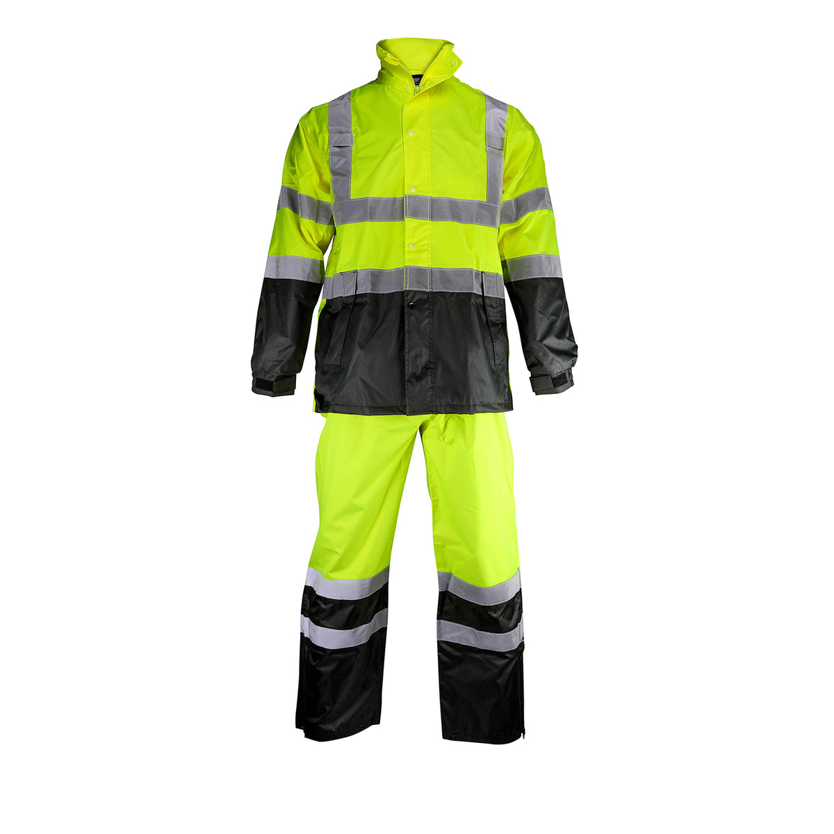 353-1202 ANSI Class E Value All-Purpose Waterproof Pants with Black Bottoms - Lime