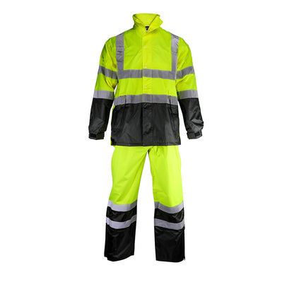 353-1202 ANSI Class E Value All-Purpose Waterproof Pants with Black Bottoms - Lime