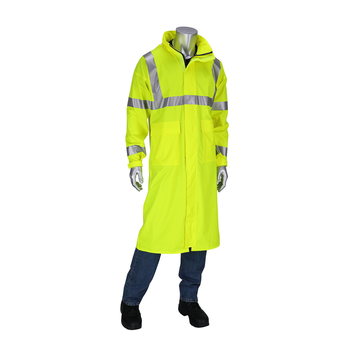 PIP 355-2505AR Class 3 AR/FR Raincoat - 48", Lime, front
