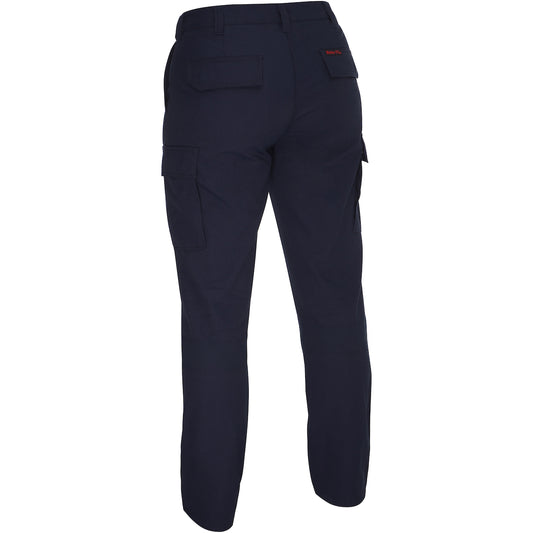 Bisley 385WFRCP Dual-Certified AR/FR Women's Ripstop Industrial Cargo Pant - Industrial Wash Durable - 9.0 cal/cm², navy, back