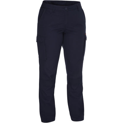 Bisley 385WFRCP Dual-Certified AR/FR Women's Ripstop Industrial Cargo Pant - Industrial Wash Durable - 9.0 cal/cm², navy, front
