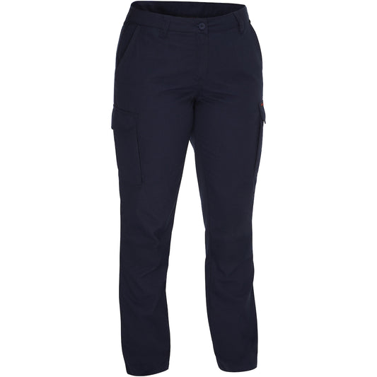 Bisley 385WFRCP Dual-Certified AR/FR Women's Ripstop Industrial Cargo Pant - Industrial Wash Durable - 9.0 cal/cm², navy, front