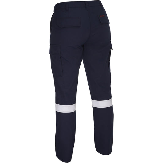 Bisley 385WFRCS Dual-Certified AR/FR Women's Ripstop Industrial Taped Cargo Pant - Industrial Wash Durable - 9.0 cal/cm², navy, back