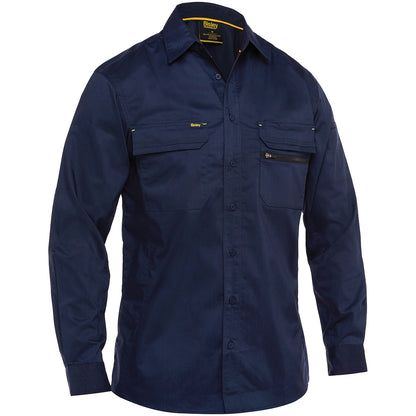 Bisley 400M6490 Long Sleeve Ripstop Work Shirt, Navy, front