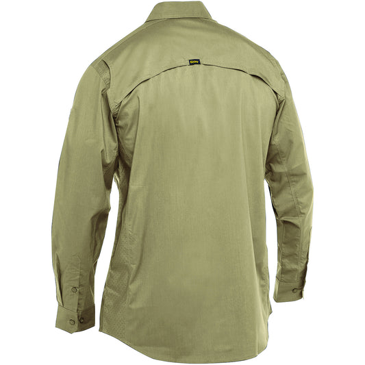 Bisley 400M6490 Long Sleeve Ripstop Work Shirt, Tan, back
