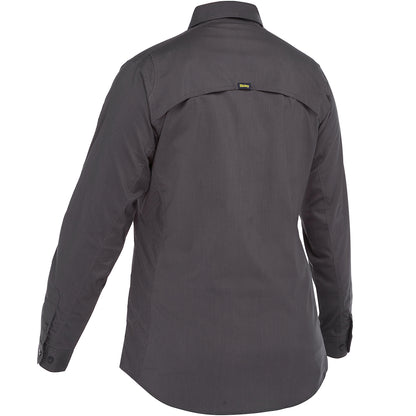 Bisley 400W6490 Women's Long Sleeve Ripstop Work Shirt, Gray, back
