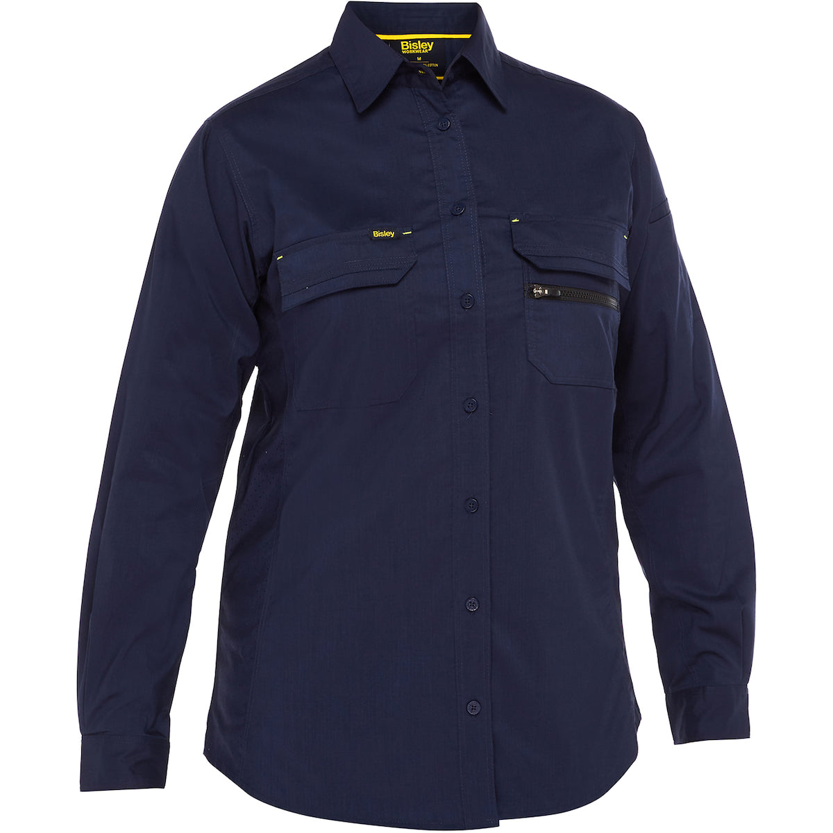 Bisley 400W6490 Women's Long Sleeve Ripstop Work Shirt, Navy, front