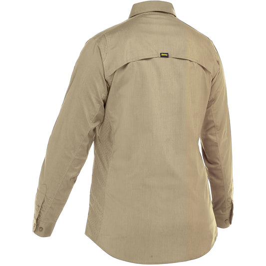 Bisley 400W6490 Women's Long Sleeve Ripstop Work Shirt, Tan, back