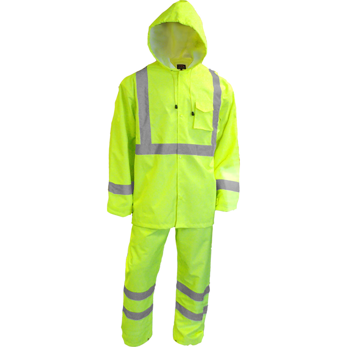 Reflective Apparel 402ST Two-Piece Rainsuit Set, lime, front