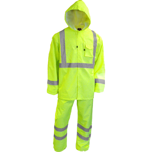 24-402ST ANSI Type R Class 3 Two-Piece Rainsuit Set - Lime - Front