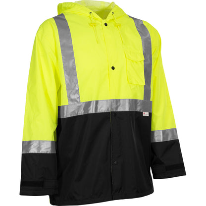 Reflective Apparel 403ET Waterproof Jacket, lime/black, 3/4 view