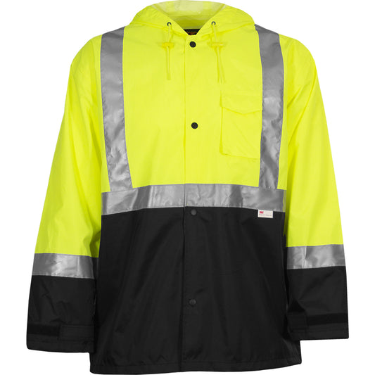 24-403ET ANSI Type R Class 3 Waterproof Jacket - Lime/Black - Front
