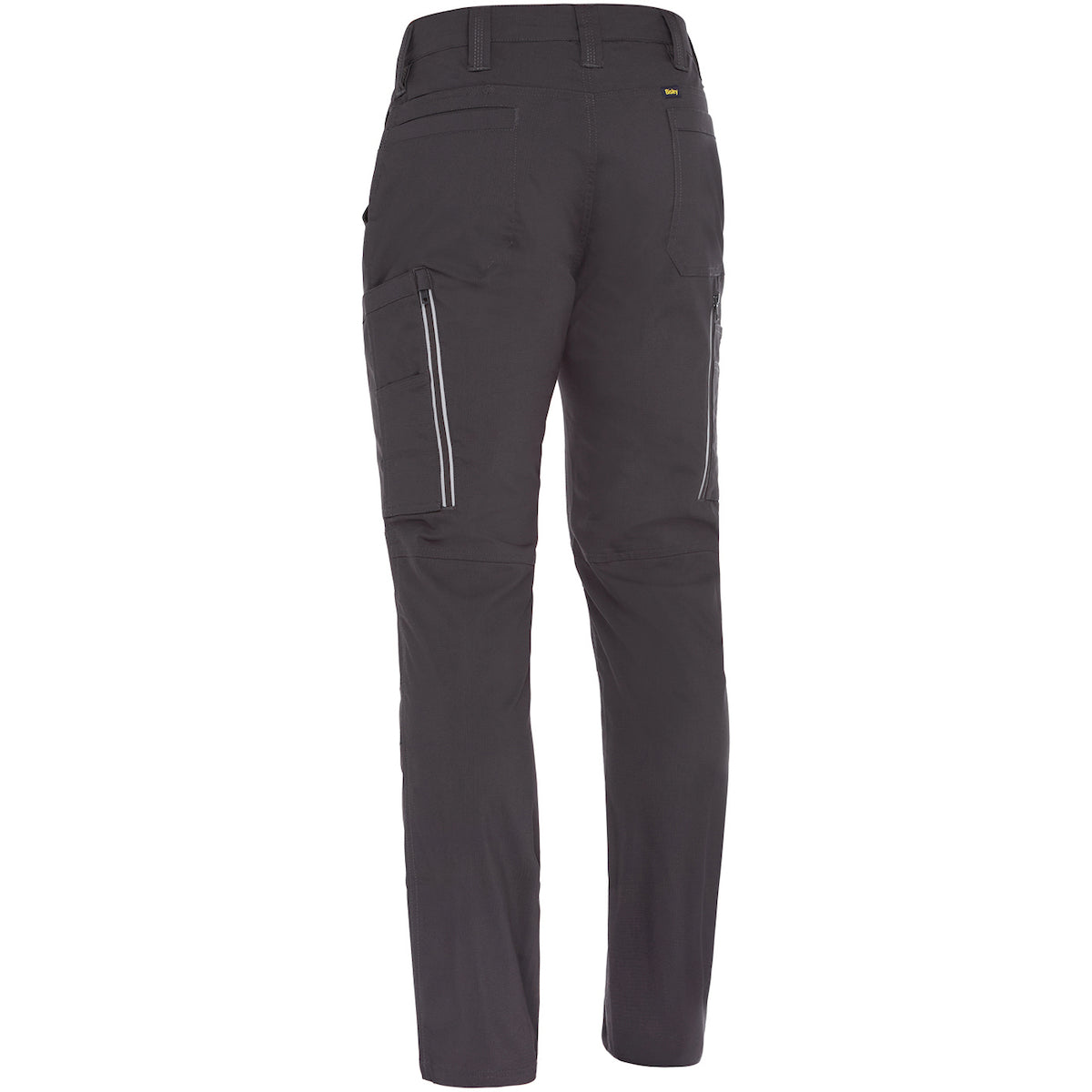 Bisley 411M6150 Stretch Ripstop Vented Work Pants, gray, back, leg vents zipped