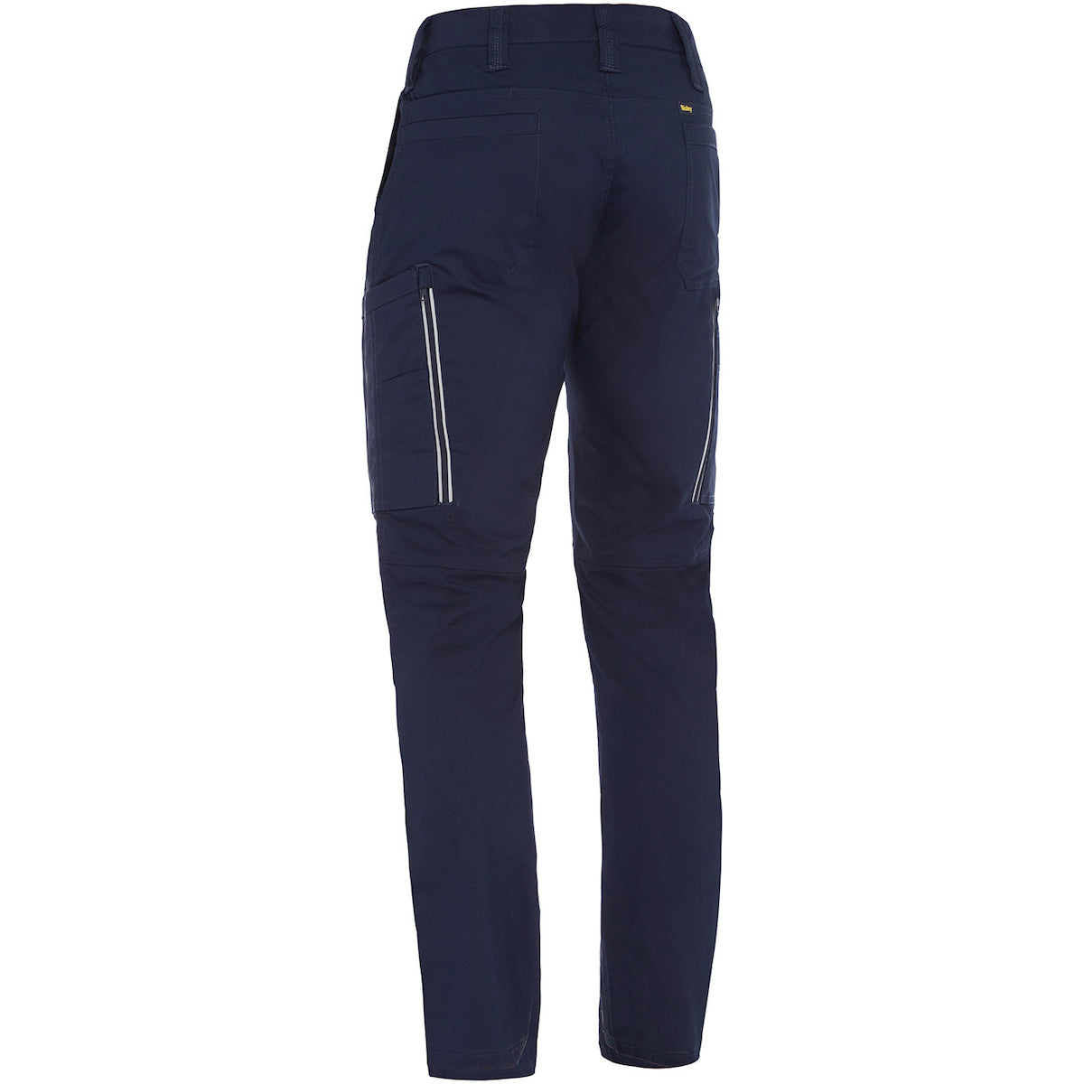 Bisley 411M6150 Stretch Ripstop Vented Work Pants, navy, back, leg vents zipped