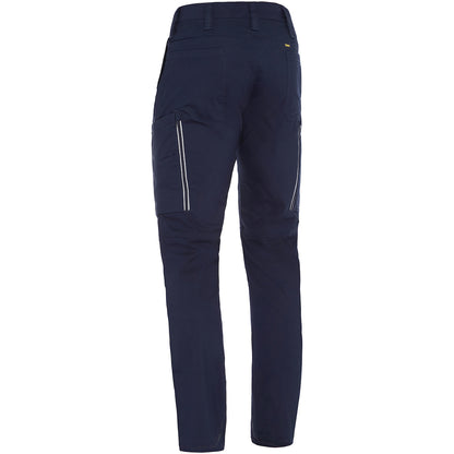 Bisley 411M6150 Stretch Ripstop Vented Work Pants, navy, back, leg vents zipped