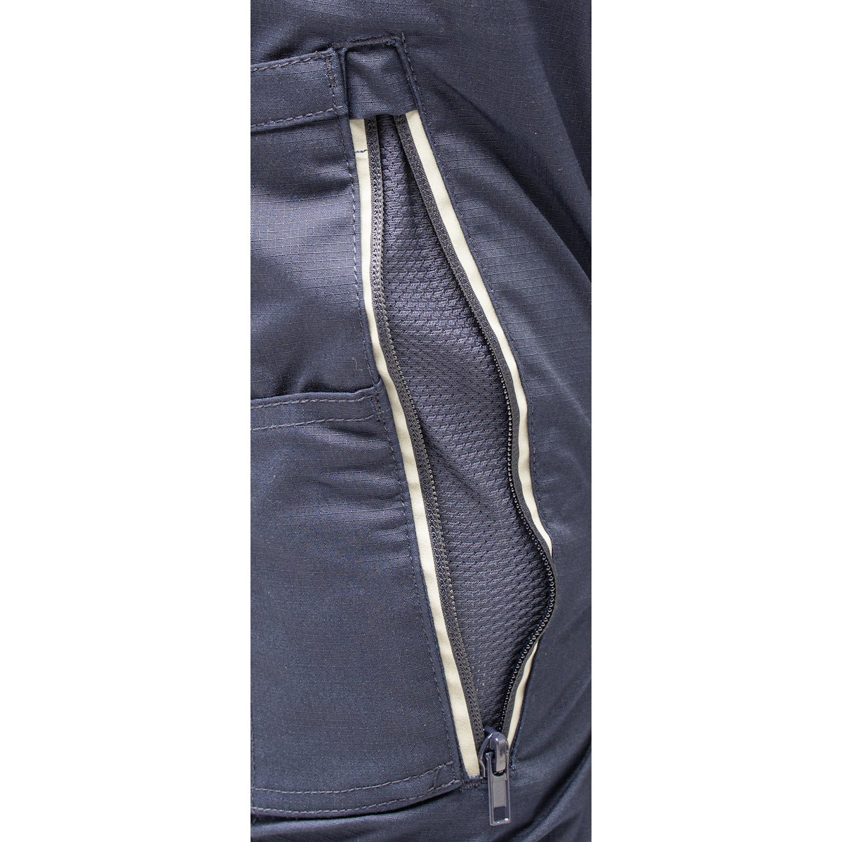 Bisley 411M6150 Stretch Ripstop Vented Work Pants, navy, fabric close-up