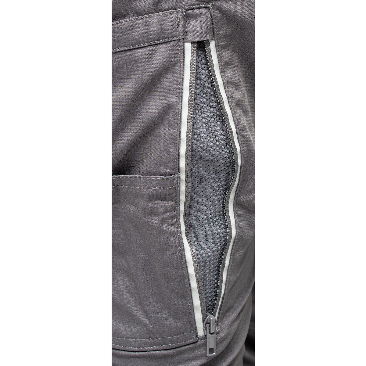 Bisley 411W6150 Women's Stretch Ripstop Vented Work Pants, gray, fabric close-up