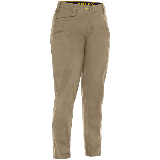 Bisley 411W6150 Women's Stretch Ripstop Vented Work Pants, tan, front
