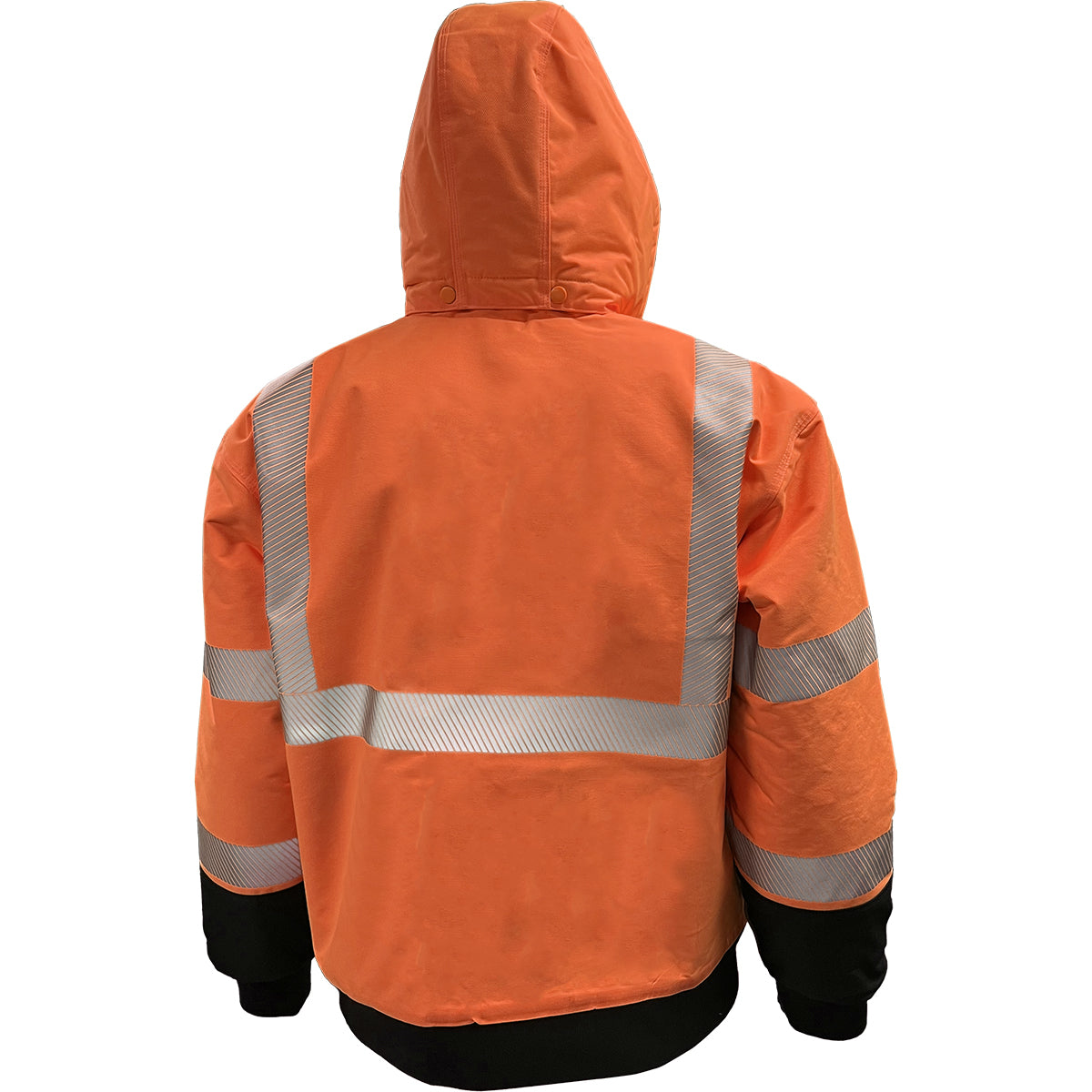 Reflective Apparel 430PS-OB ProDuck Water-Resistant Bomber Jacket, orange/black, back