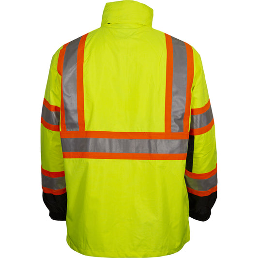24-431CS Systems Gear ANSI Type R Class 3 Waterproof 3-Seasons Parka - Outer Shell - Lime/Black - Back