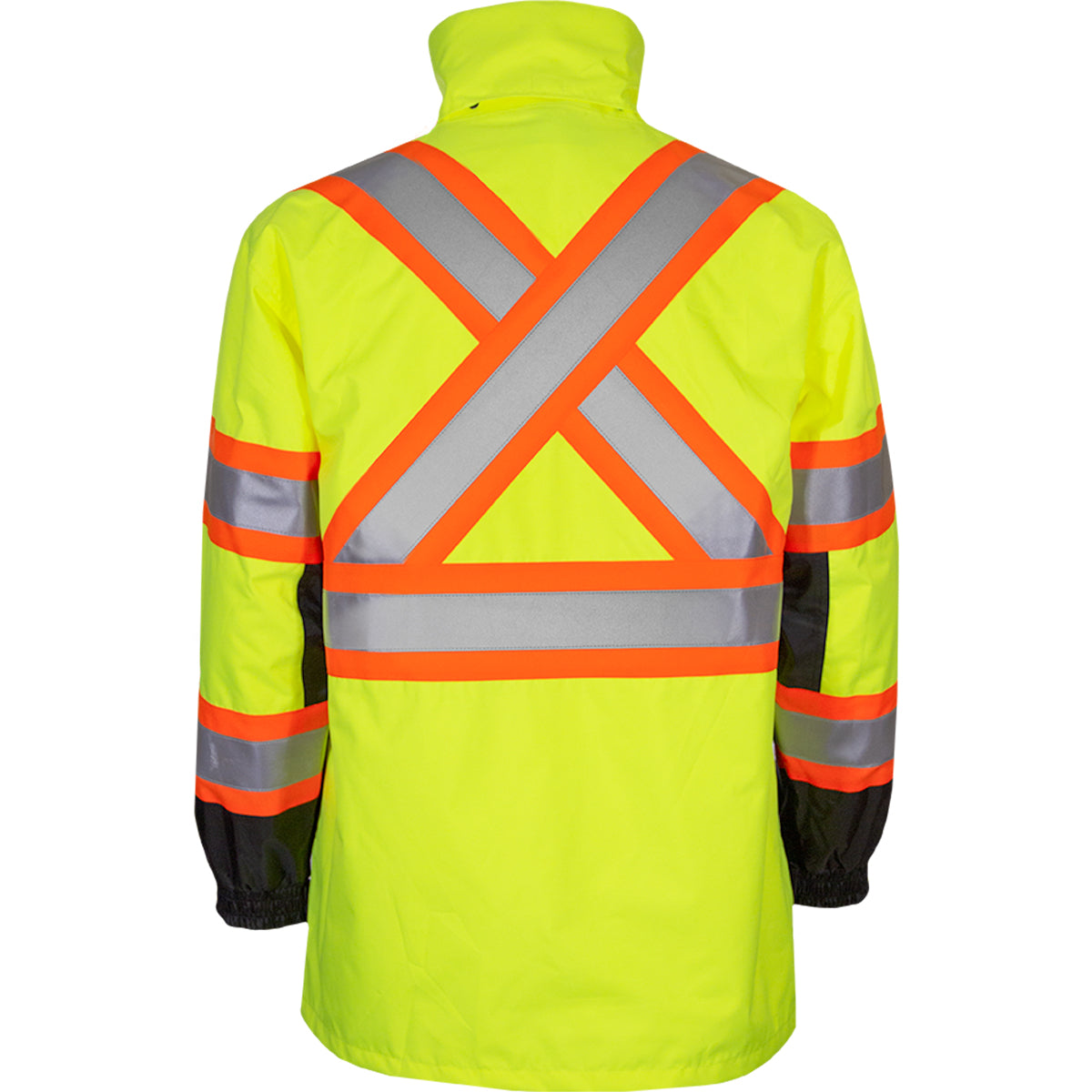 24-431CX Systems Gear ANSI Type R Class 3 Waterproof 3-Seasons Parka with X-Back - Outer Shell - Lime/Black - Back