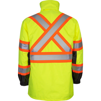 24-431CX Systems Gear ANSI Type R Class 3 Waterproof 3-Seasons Parka with X-Back - Outer Shell - Lime/Black - Back