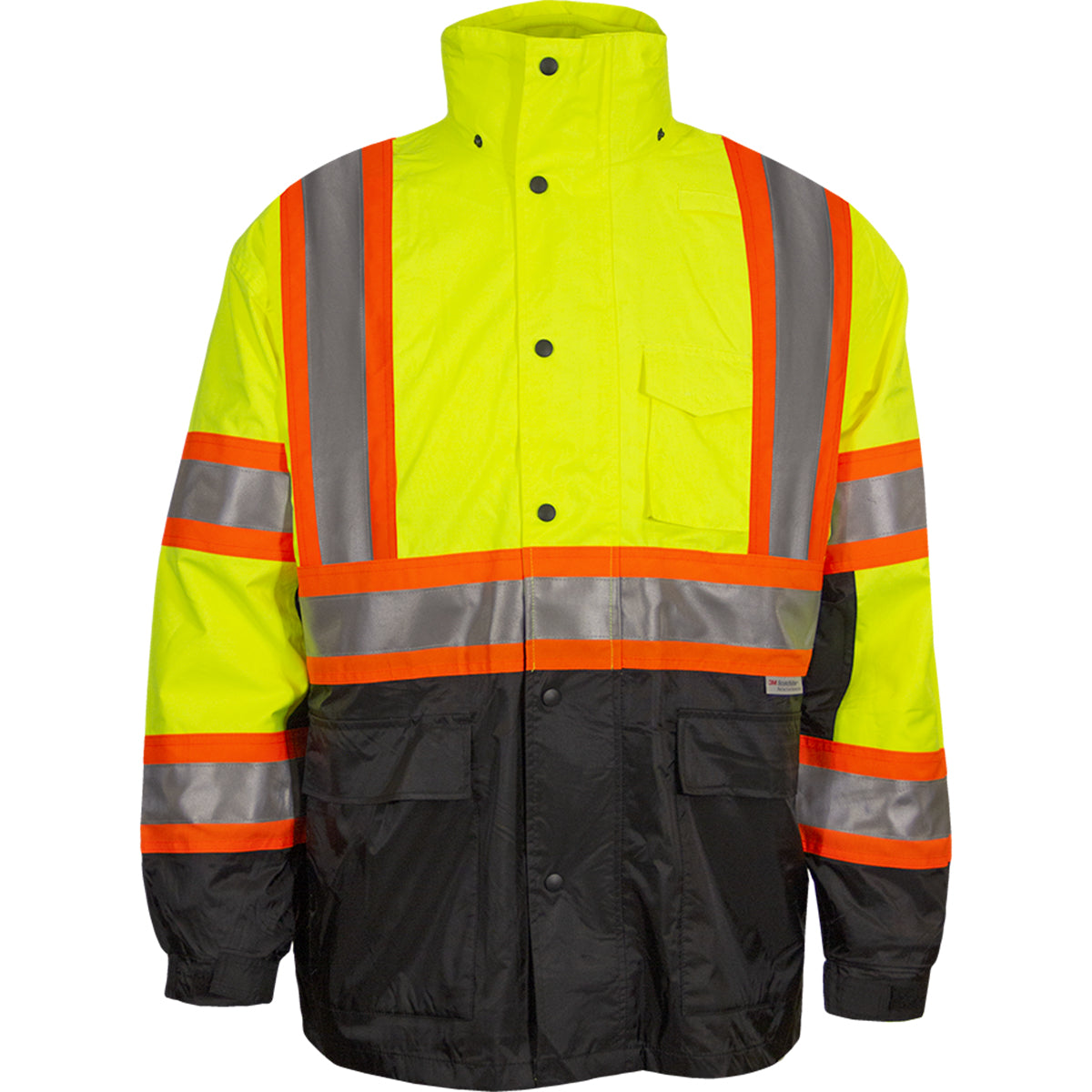 24-431CX Systems Gear ANSI Type R Class 3 Waterproof 3-Seasons Parka with X-Back - Outer Shell - Lime/Black - Front