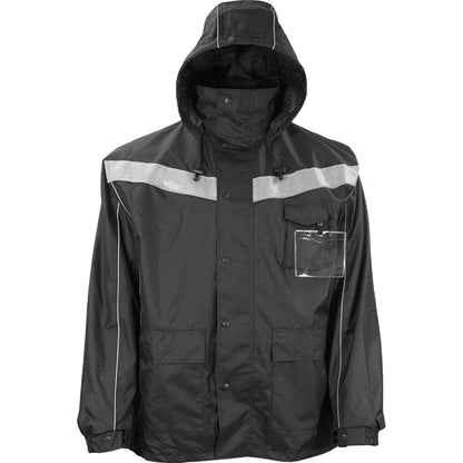 24-431ST Systems Gear Black Waterproof Parka Shell (Non-ANSI) - Black - Front with Hood