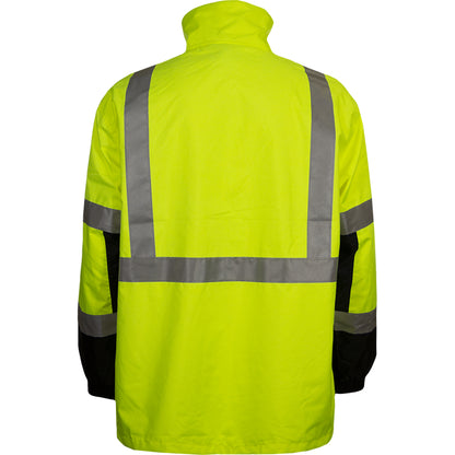Reflective Apparel 431ST Waterproof 3-Seasons Parka, lime/black, back