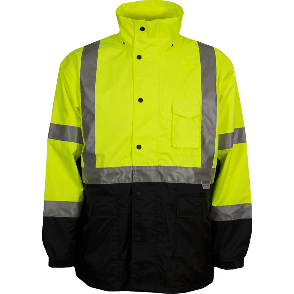 Reflective Apparel 431ST Waterproof 3-Seasons Parka, lime/black, front