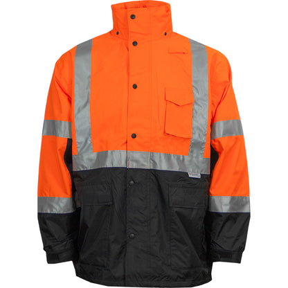 Reflective Apparel 431ST Waterproof 3-Seasons Parka, orange/black, front