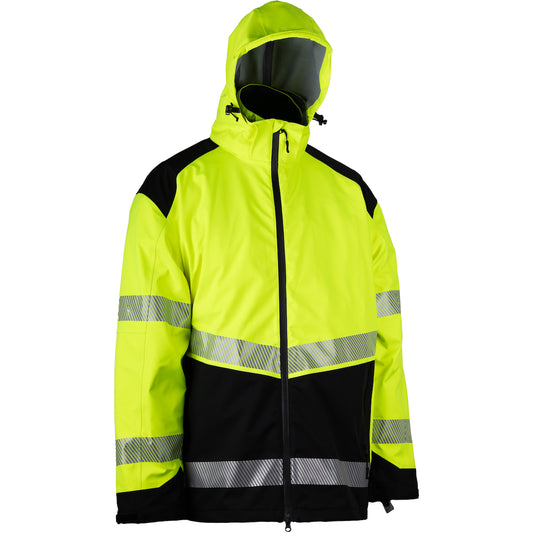 Reflective Apparel 432CT Waterproof and Windproof 3-in-1 Jacket, lime/black, detail
