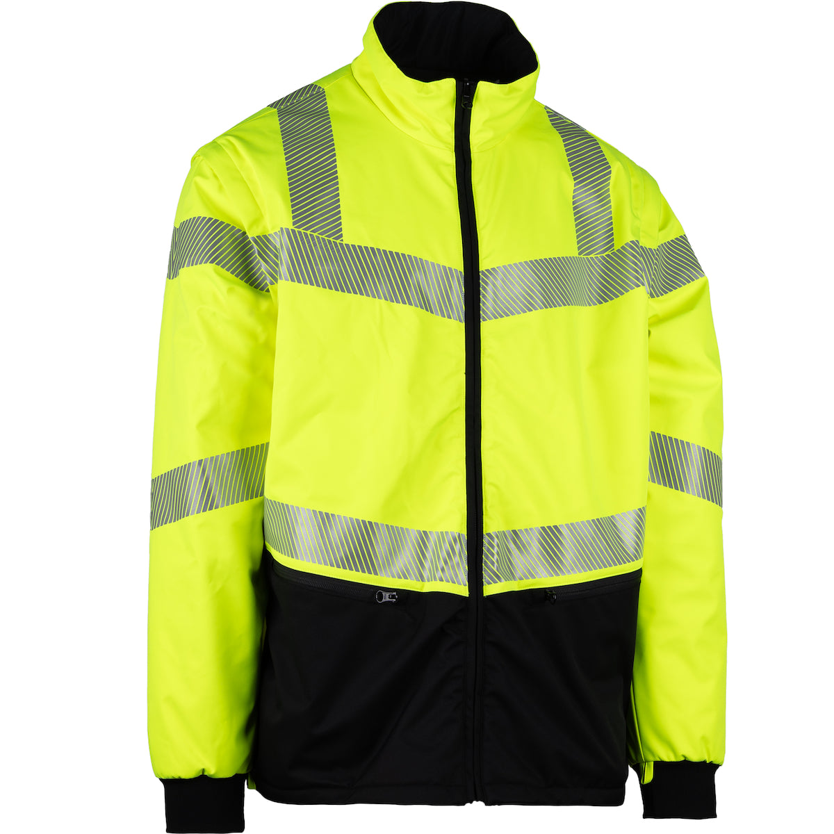 Reflective Apparel 432CT Waterproof and Windproof 3-in-1 Jacket, lime/black, detail