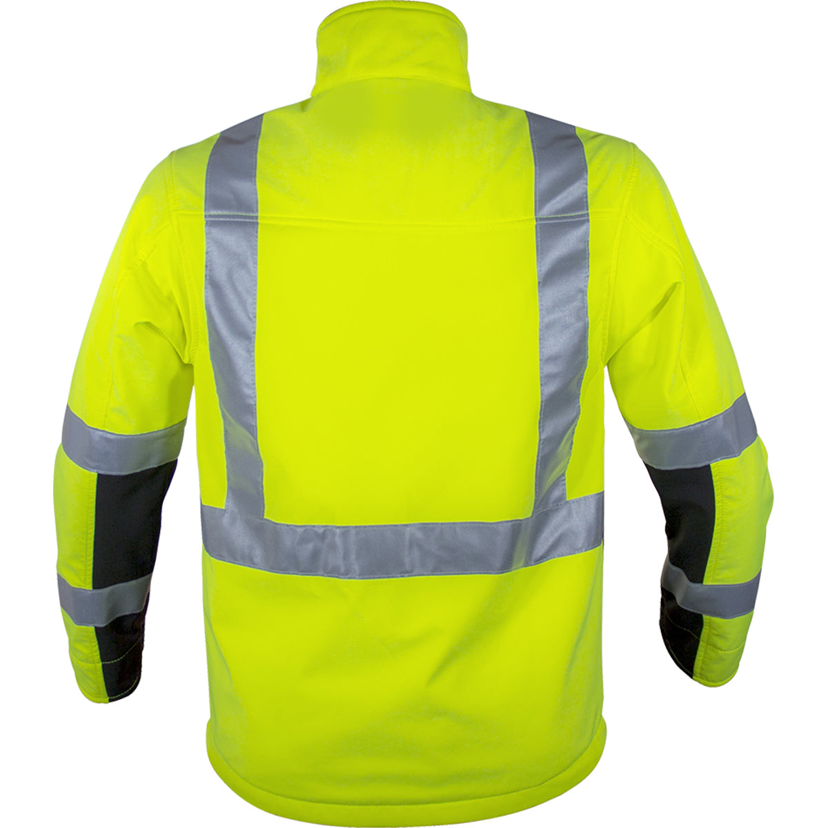 24-451ST ANSI Type R Class 3 Black Bottom Soft Shell Jacket with Brushed Fleece Lining - Lime/Black - Back