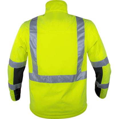 24-451ST ANSI Type R Class 3 Black Bottom Soft Shell Jacket with Brushed Fleece Lining - Lime/Black - Back