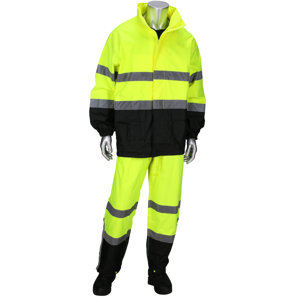 PIP 4530 Two-Piece Rain Suit with Black Bottom, lime, front