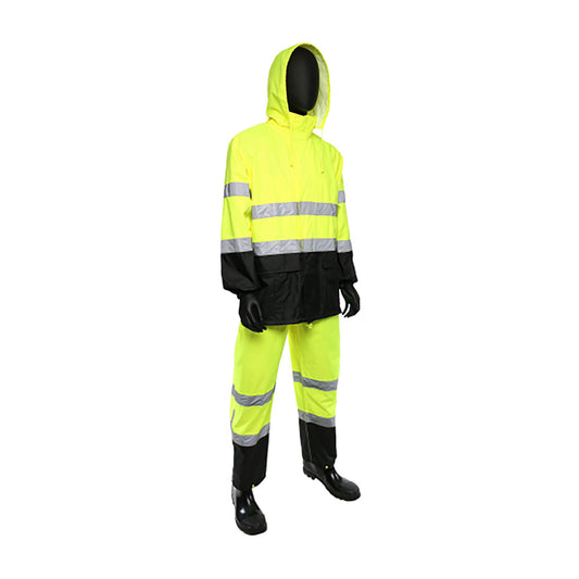 PIP 4530 Two-Piece Rain Suit with Black Bottom, lime, alternate view