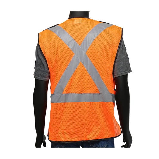 PIP 47201 Class 2 Viz-Up 3-Pocket Breakaway Vest, Orange, detail