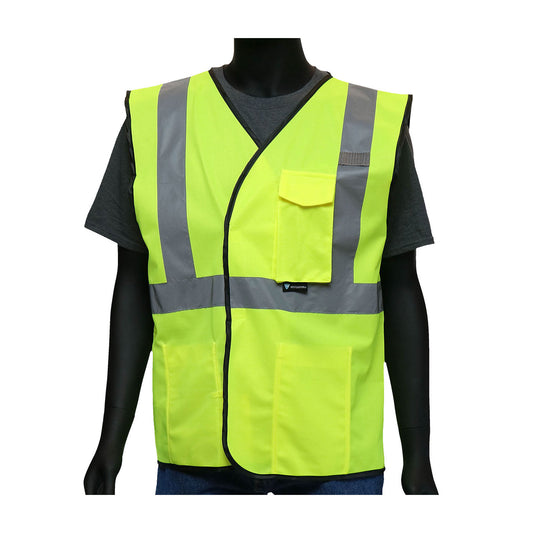 PIP 47203 Class 2 Viz-Up Value 4-Pocket Solid Vest, Lime, front