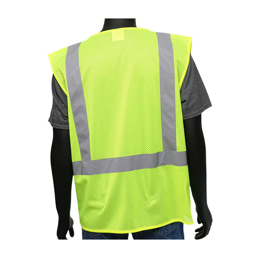 PIP 47209 Class 2 Viz-Up 3-Pocket Mesh Vest, Lime, detail